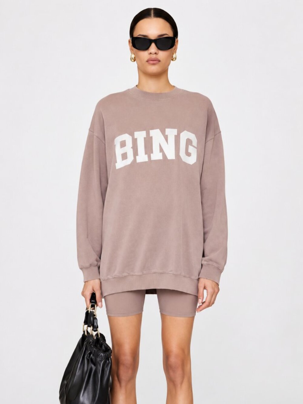 Anine Bing Tyler Sweatshirt Satin Bing in Washed Iron